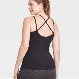 All in Motion Black Ribbed Tank with Shelf Bra
